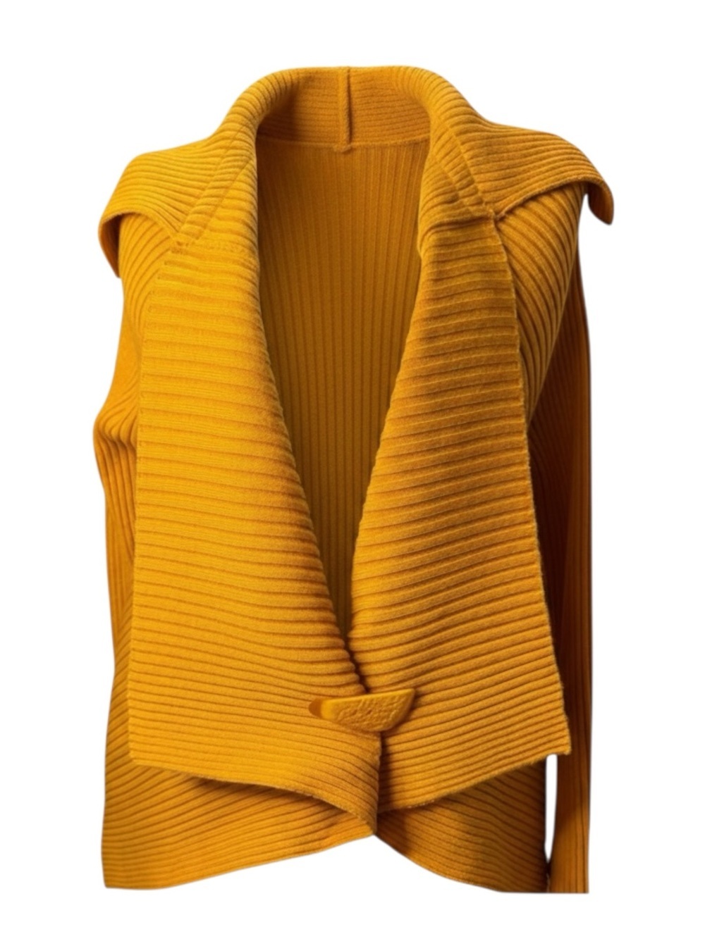 Bellamie Mustard Ribbed Knit Wrap Sweater Jacket M |  Asymmetrical cardigan